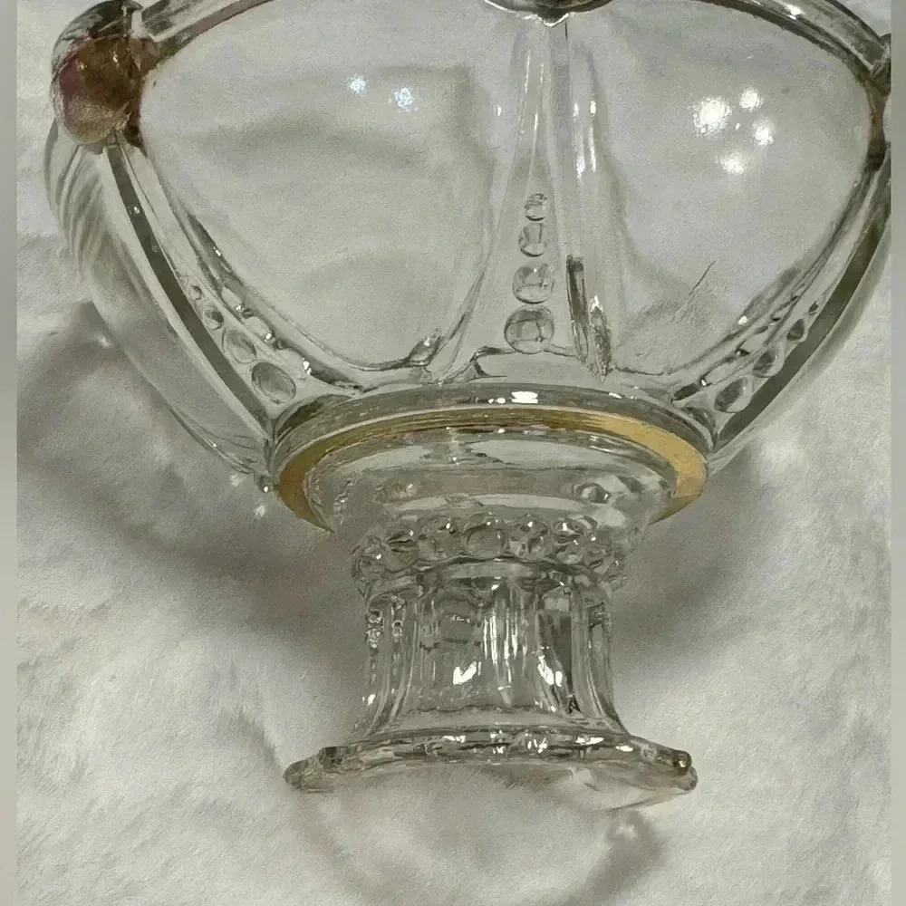 MCM Gold Trim Candleholder Candlestick Glass Beaded - Picture 9 of 9